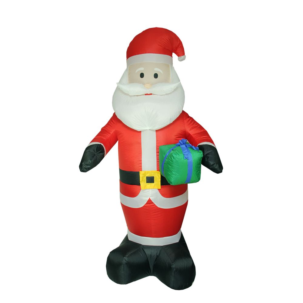 LB International 8' Inflatable Lighted Santa Claus With Gift Christmas ...