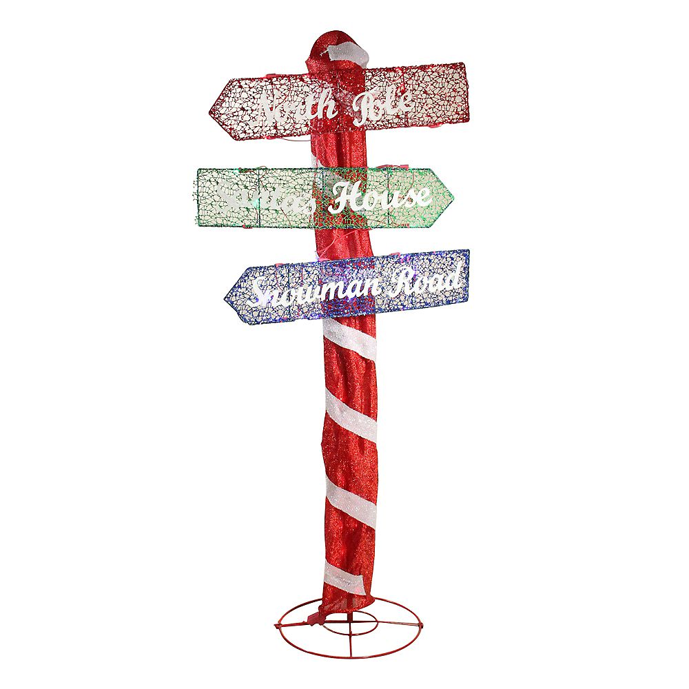 Northlight 4.75' Prelit LED Christmas Indoor/Outdoor Folding Road Sign ...