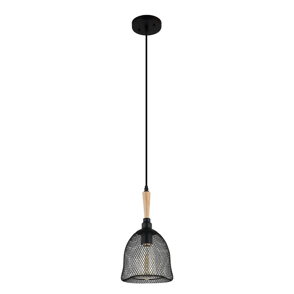 Beldi Inc Kuta Collection 1 Light Black And Wood Pendant The Home Depot Canada