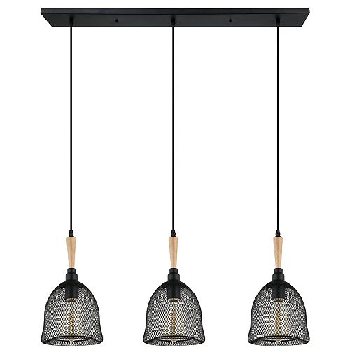 Eglo Lubenham Suspension  3L Fini Noir et Bois Home 