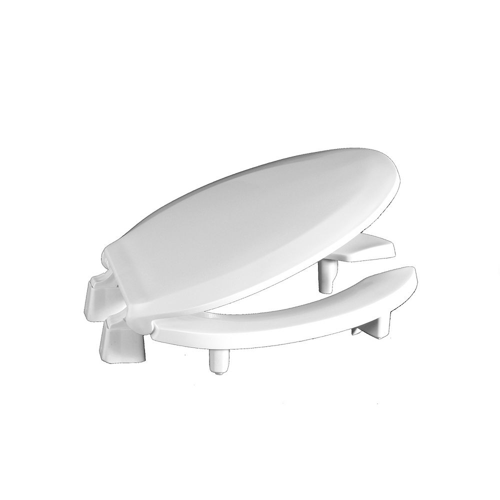 Centoco Ada Compliant 3 Inch Raised Elongated Open Front With Cover Toilet Seat In White The Home Depot Canada