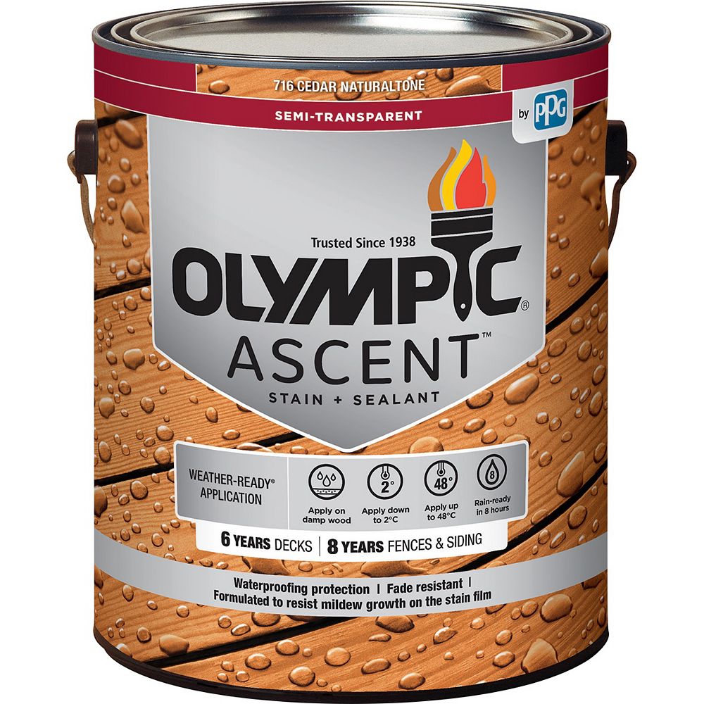 Olympic Ascent Semi-Transparent Stain plus Sealant Cedar Naturaltone 3 