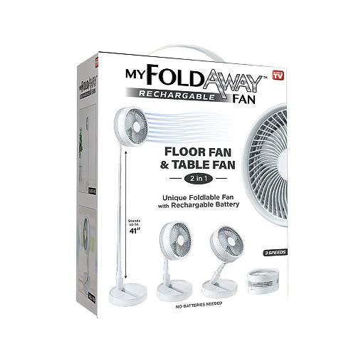 2-in-1 Adjustable Height Portable My Foldaway Rechargeable Floor and Table Fan