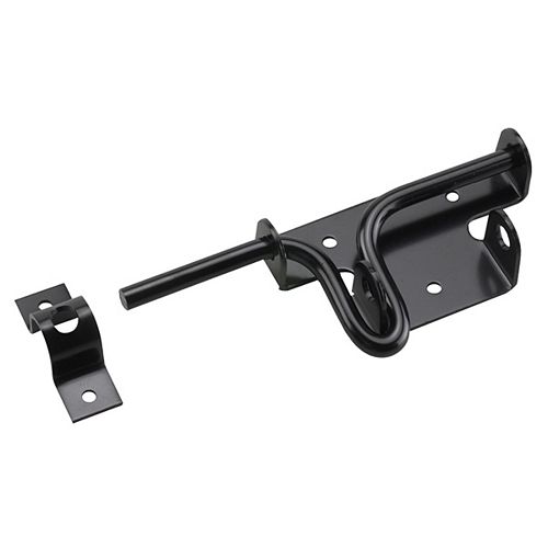 Slide-Action Gate Latch, Steel, Black Finish