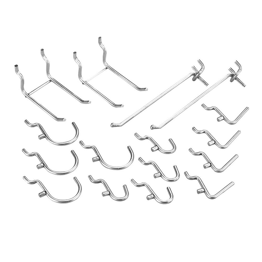 Onward (Pack of 16) Assortment of Hooks for Pegboard , Zinc The Home Depot Canada