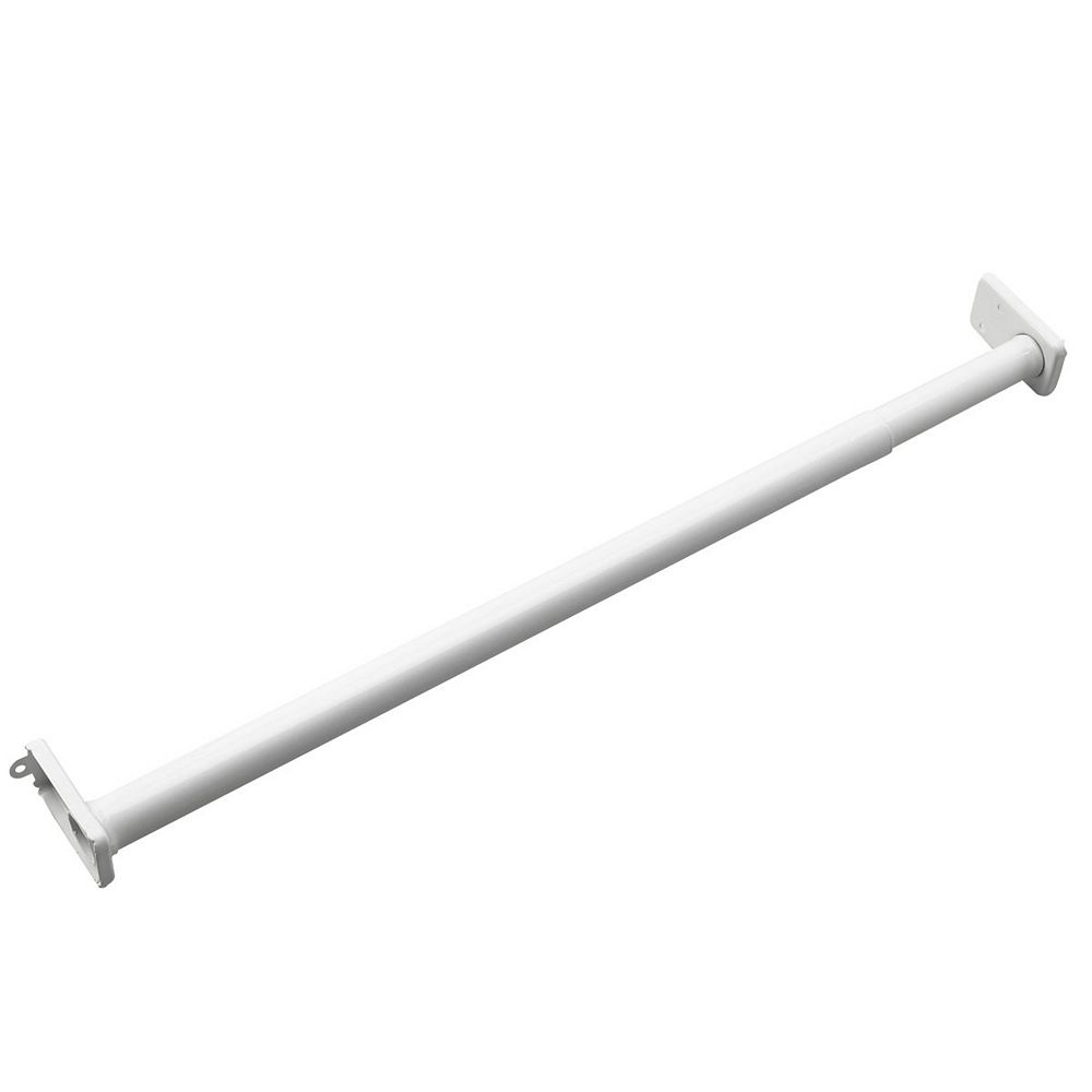 Onward Adjustable Closet Rod with Fixed Ends, 72 to 96 in, White The
