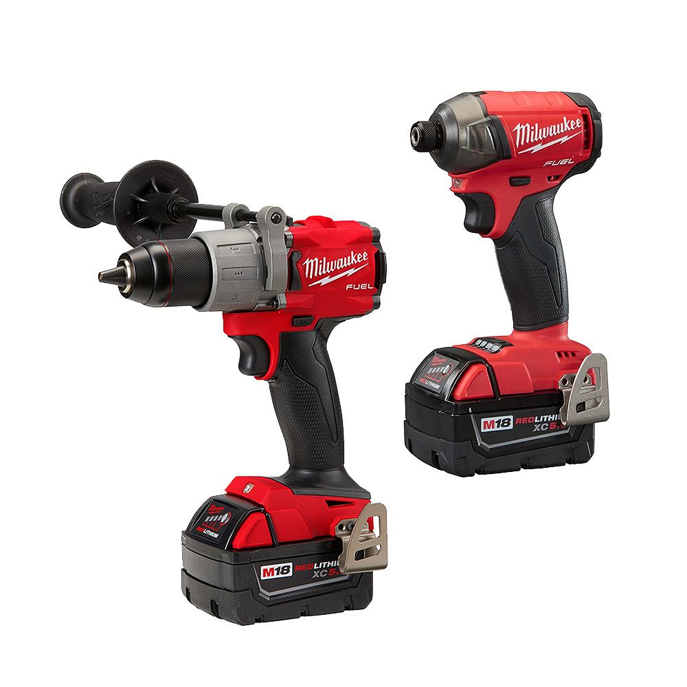 Milwaukee Tool M18 Fuel 18v Li Ion Brushless Cordless Surge Impact Hammer Drill Kit 2 Too The Home Depot Canada