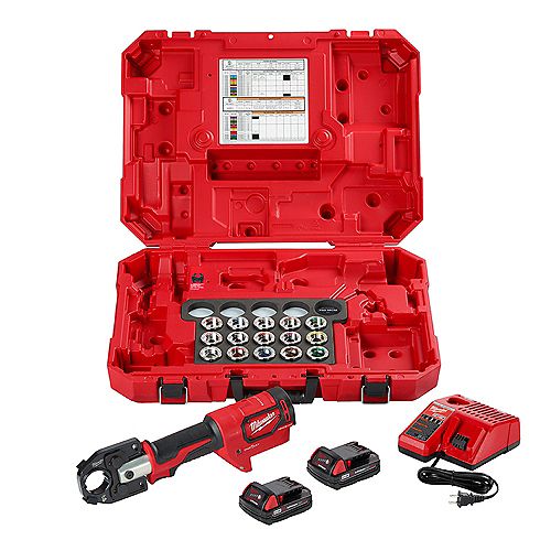 M18 18V Lithium-Ion Cordless FORCE LOGIC 600 MCM Crimper Kit with No. 8 600 MCM Cu Dies