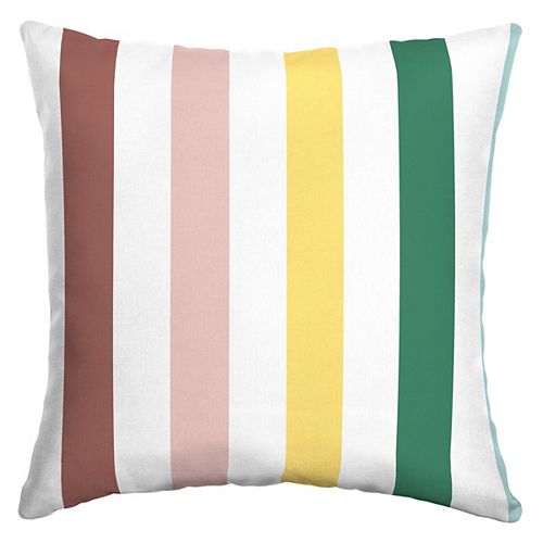 Fade-Resistant Outdoor Square Throw Pillow in Solomon Stripe Pattern