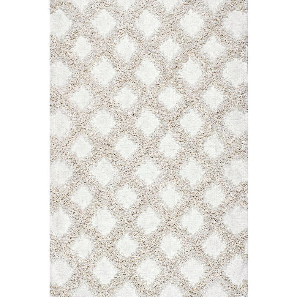 nuLOOM Francene Diamond Trellis Shaggy Ivory 6 ft. 7inch x 9 ft