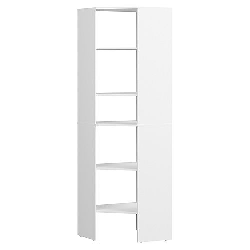 Style+ 25 in. D x 25 in. W x 82 in. H White Melamine 6-Shelves Corner Closet System