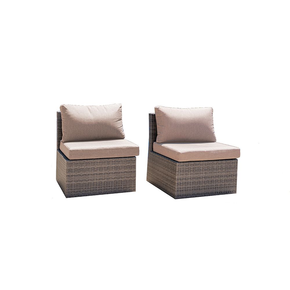 Hampton Bay Napa Wicker Outdoor Patio Armless Club Chair with Beige