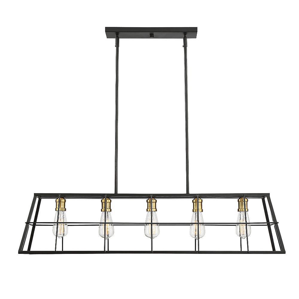 Filament Design 5-Light Vintage Black with Warm Brass Linear Chandelier ...