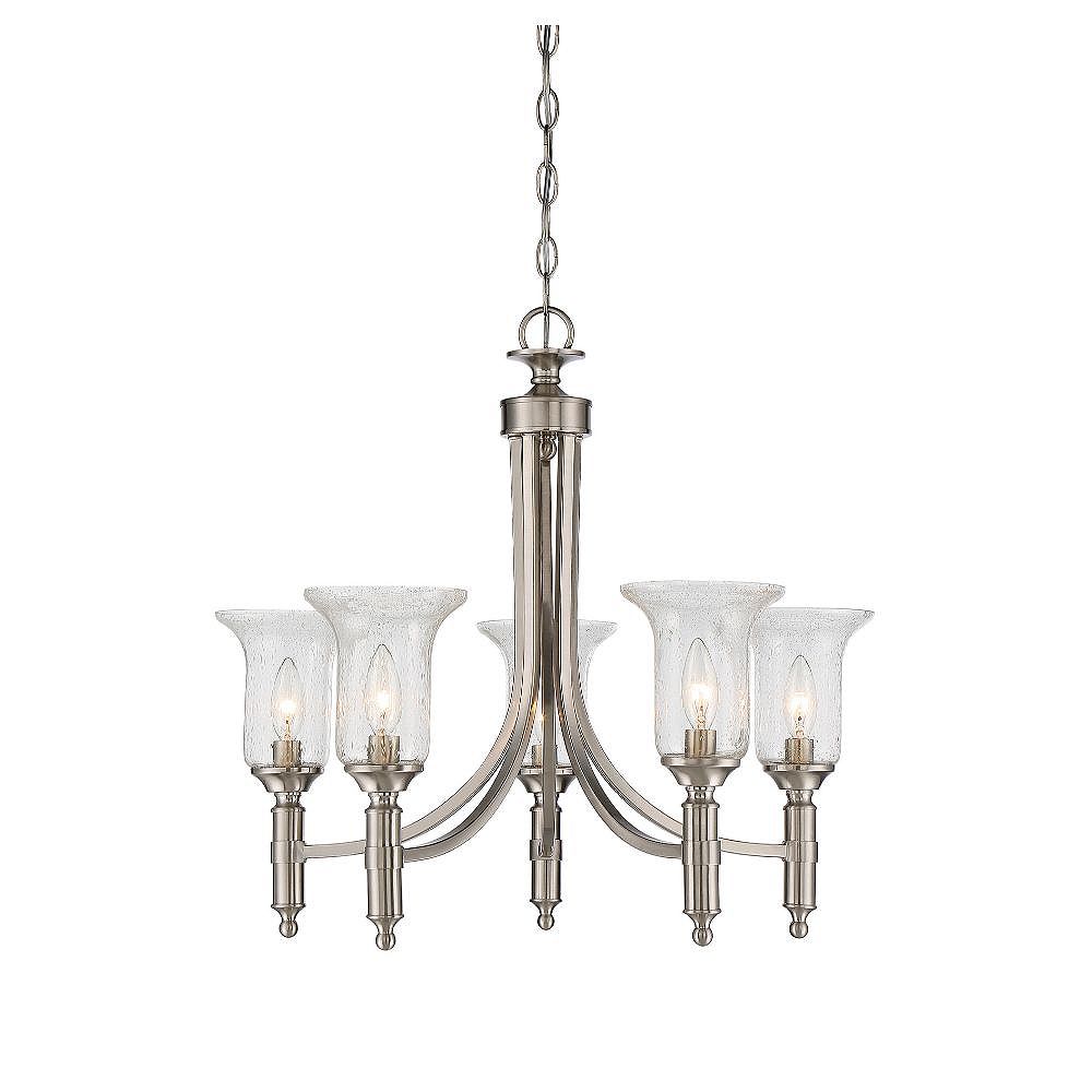 Filament Design 5Light Satin Nickel Chandelier with Clear Seeded Glass