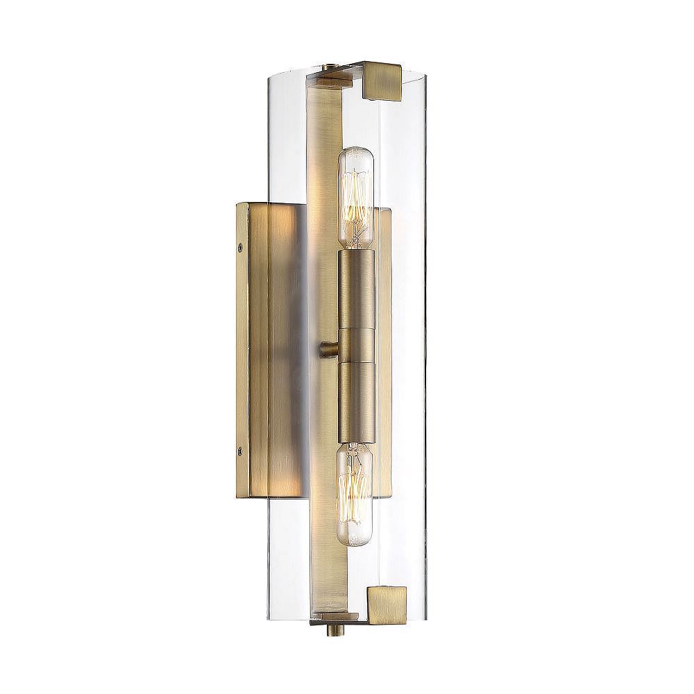 Filament Design 2-Light Warm Brass Sconce with Clear Glass | The Home ...