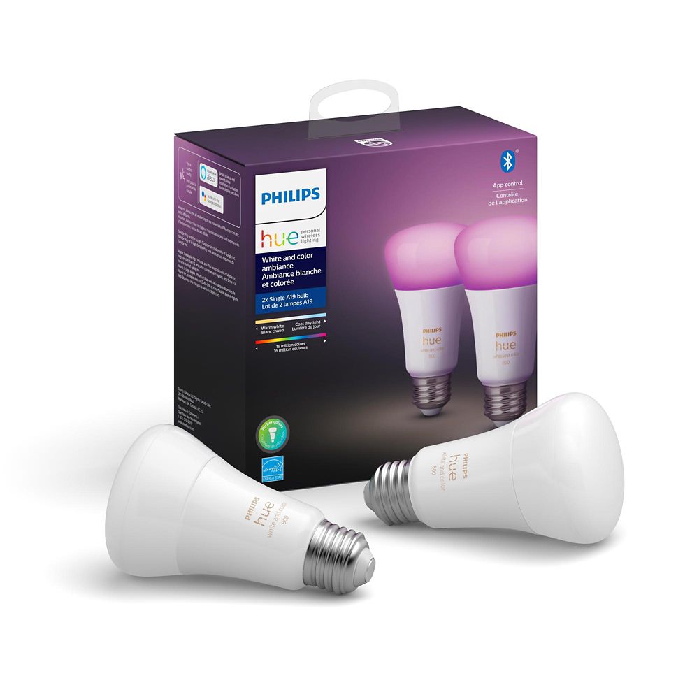 Philips HUE White And Colour Ambiance A19 Smart LED Bulb With Bluetooth ...