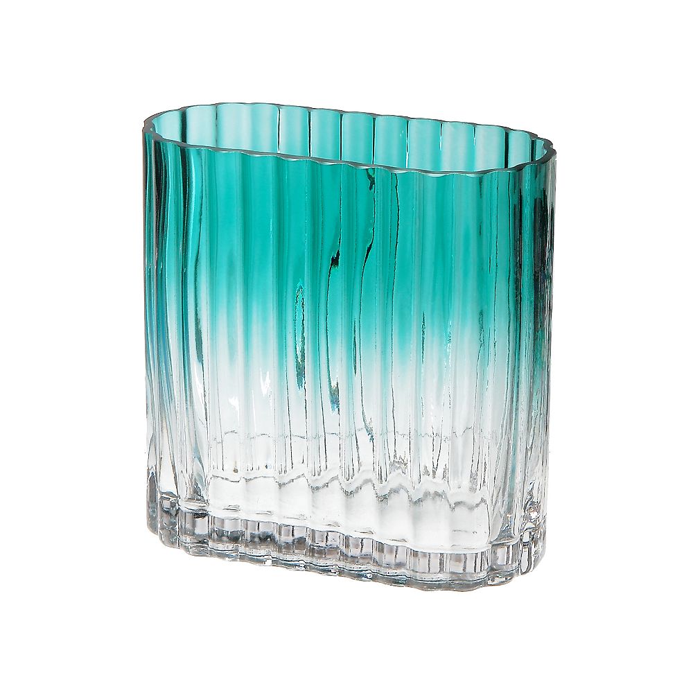 IH Casa Decor Teal Oblong Glass Vase (Large) The Home Depot Canada