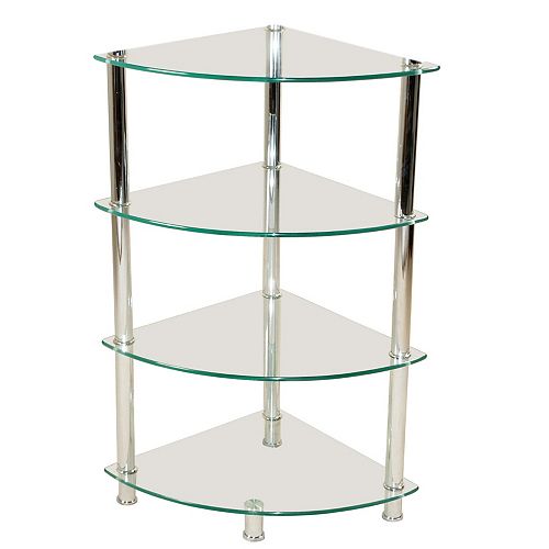 4-Tier  Corner Frosted Glass Stand