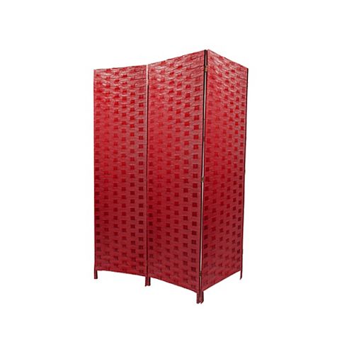 3 Panel Woven Bamboo Screen (Burgundy)