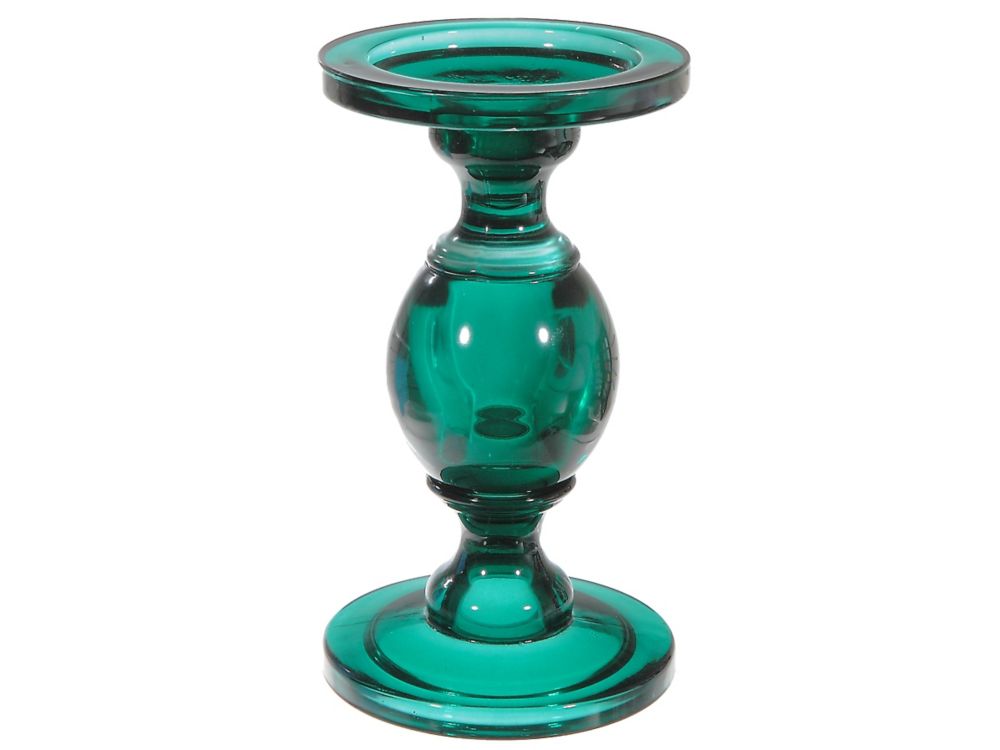 teal glass candle holders