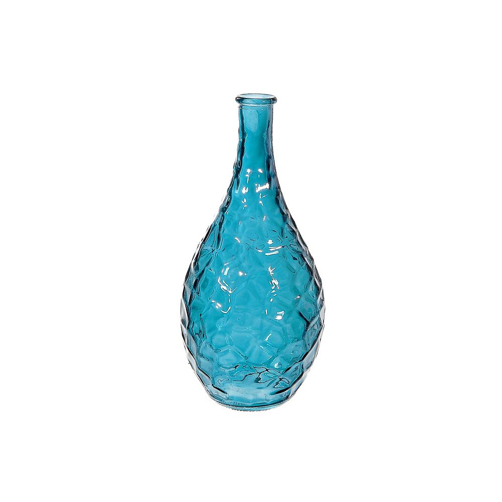 IH Casa Decor Bottleneck Glass Vase in Blue With Texture The Home
