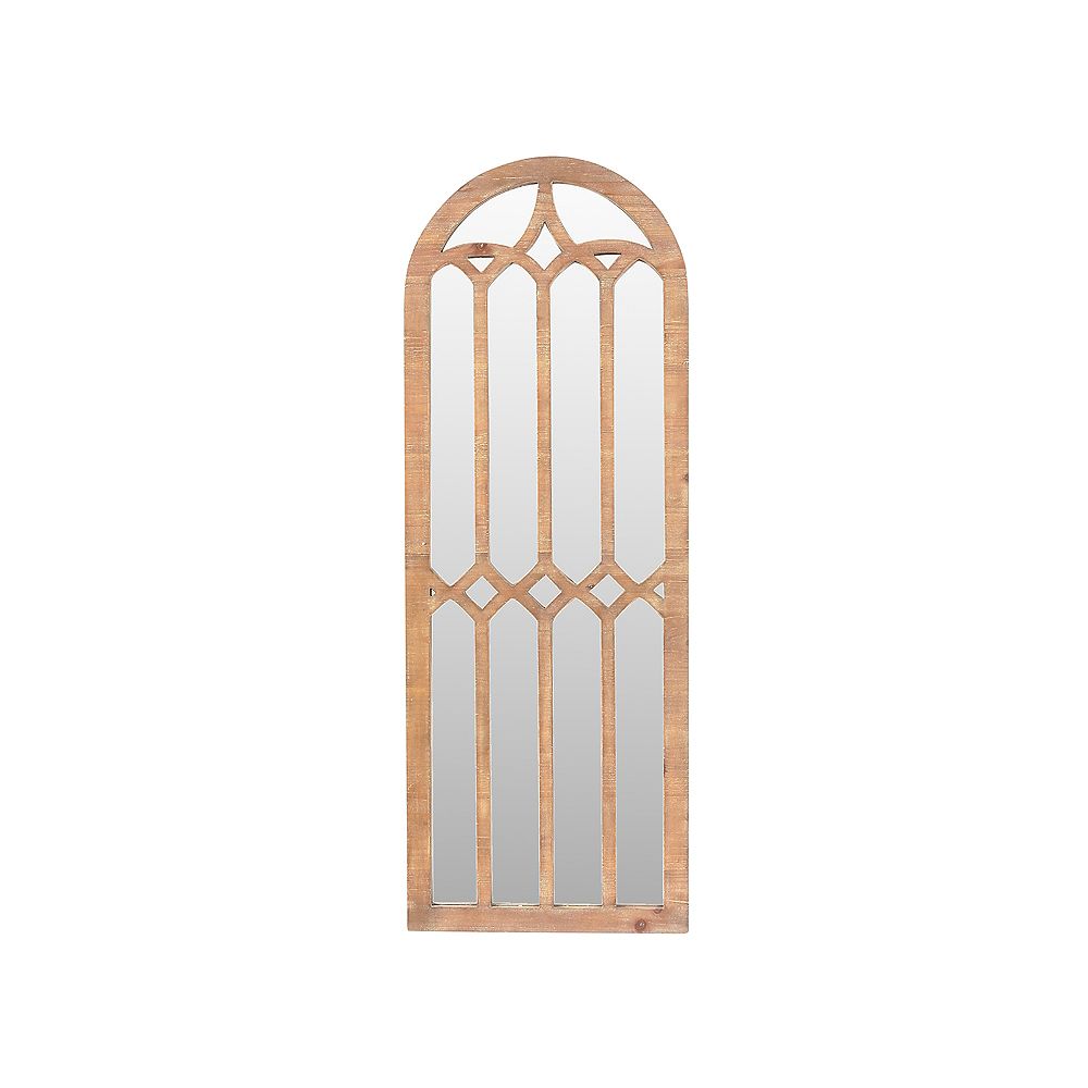 Ih Casa Decor Wooden Dome Shaped Window Pane Mirror The Home Depot Canada