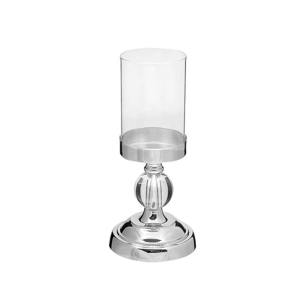 IH Casa Decor Crystalline Silver Glass Candle Holder The Home Depot
