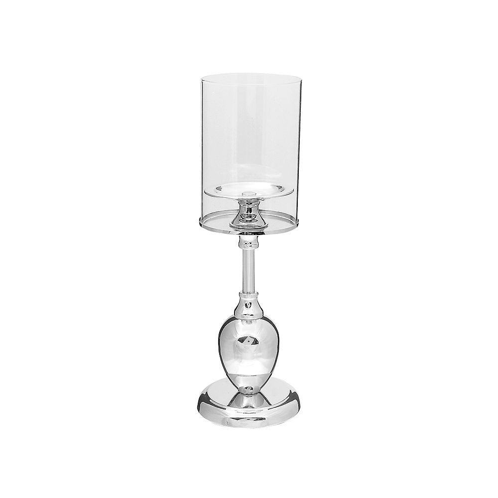 IH Casa Decor Imperial Silver Glass Candle Holder The Home Depot Canada