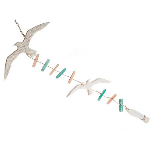 Coastal Wood Seagull Stringline Decor