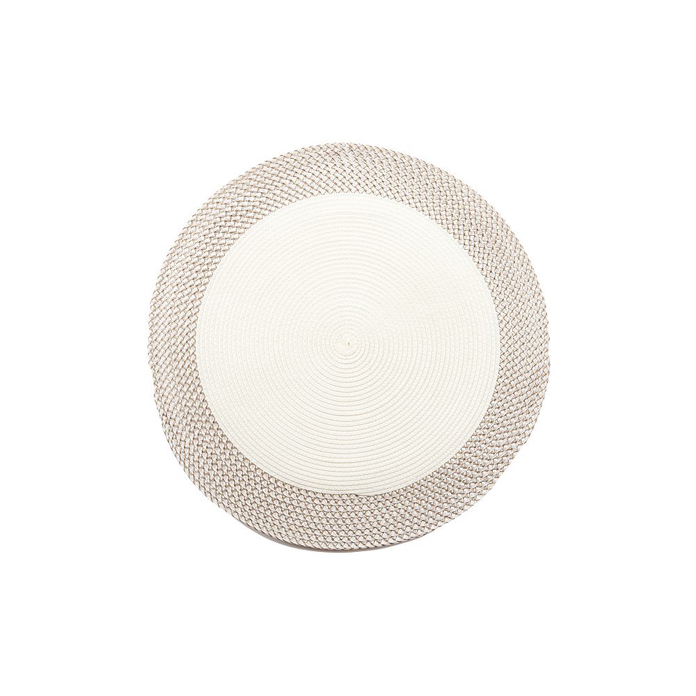 IH Casa Decor Vinyl Round Placemat With Border (White)(Set Of 12) The Home Depot Canada