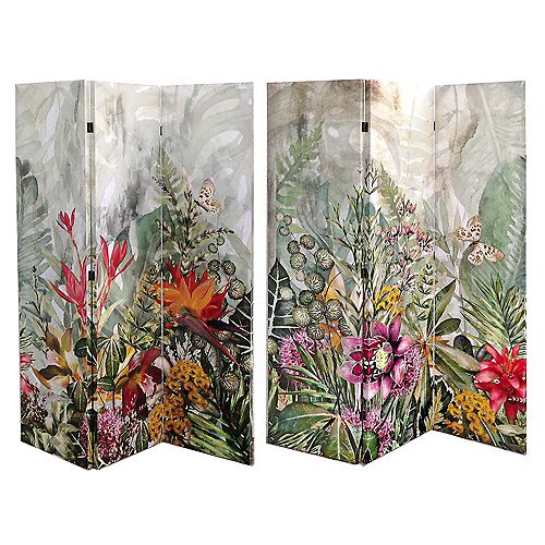 Double Sided 3 Panel Canvas Screen With Glitter - Garden of Eden