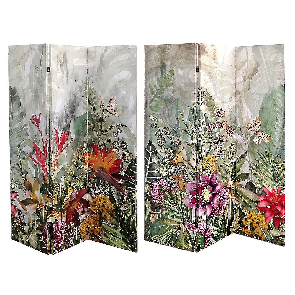 Double Sided 12 Panel Canvas Screen With Glitter - Garden of Eden Double Sided 12 Panel Canvas Screen With Glitter - Garden of Eden