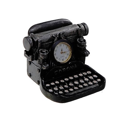 Polyresin Vintage Typewriter With Clock