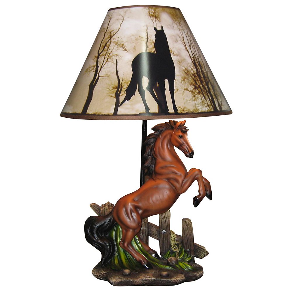 Ih Casa Decor Stallions Rearing Horse Table Lamp With Shade The Home Depot Canada Rearing Horse Table Lamp With Shade, Painted Horse Lamp Shades