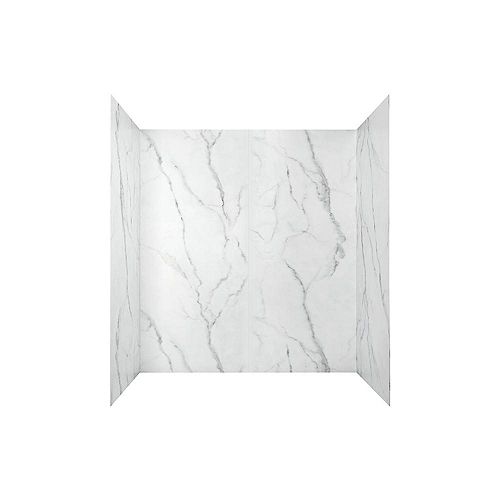 Passage 32 in. x 60 in. 4-Piece Glue-Up Alcove Shower Wall in Serene Marble