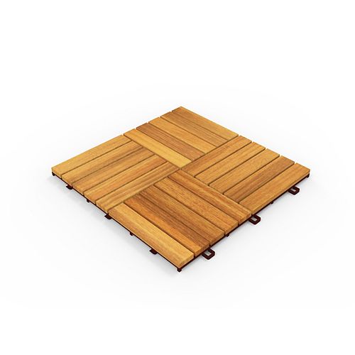 Acacia CAMP 20 Deck Tiles, 25 boxes, 250 tiles, 250 square feet, Golden Teak