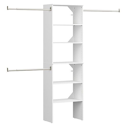 Style+ 15 in. D x 25 in. W x 82 in. H White Melamine Floor Mount 6-Shelf Closet Kit With Hang Rods