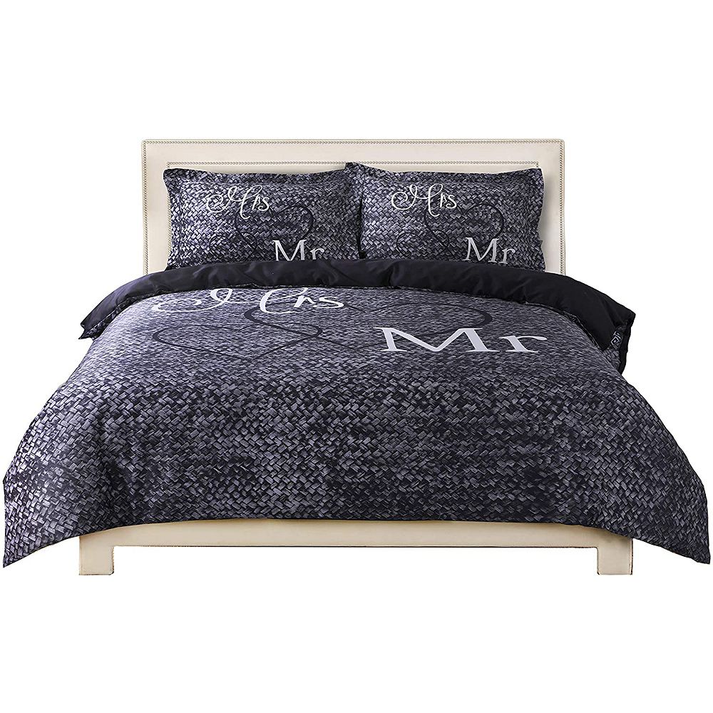 New Season Home 100 Cotton Sateen Mr and Mrs Duvet Cover 3 Pc Soft