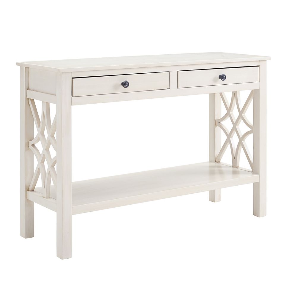 Linon Home Dcor Products Cary Antique White Console Table The Home Depot Canada