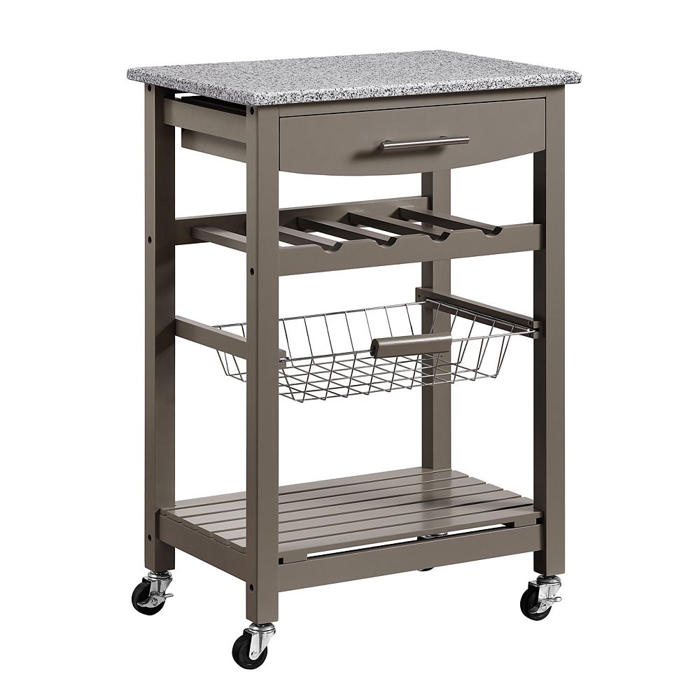 Linon Home Décor Products Roger Gray Kitchen Island Granite Top The Home Depot Canada