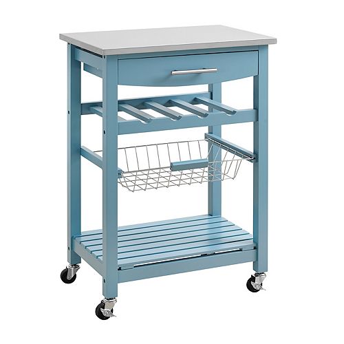 Linon Home Décor Products Clarke Blue Kitchen Cart