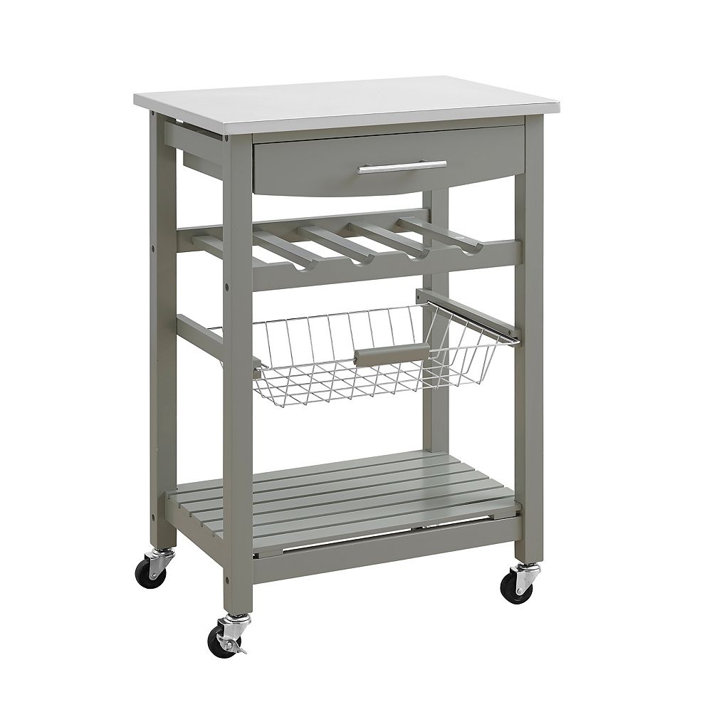 Linon Home Décor Products Royce Gray Kitchen Cart The Home Depot Canada