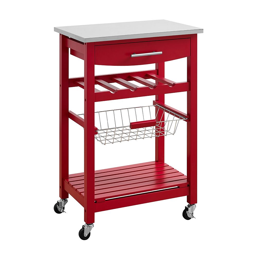 Linon Home Décor Products Clarke Red Kitchen Cart The Home Depot Canada