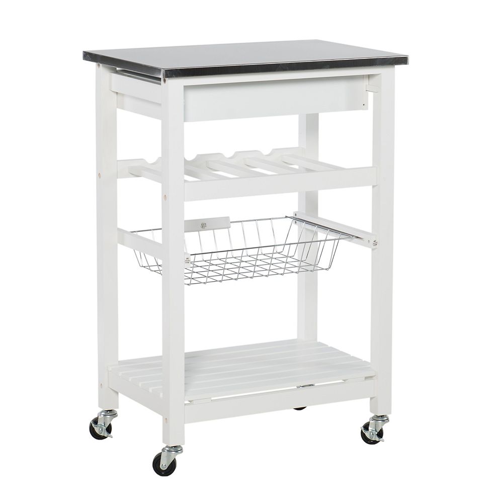Linon Home Décor Products Clarke White Kitchen Cart The Home Depot Canada