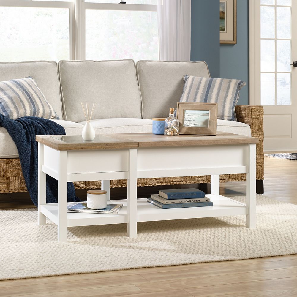 Sauder Sauder Cottage Road Lift Top Coffee Table In Soft White The Home Depot Canada