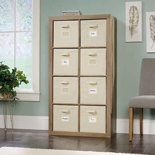 Sauder Stow-Away 8-cube Organizer in Lintel Oak