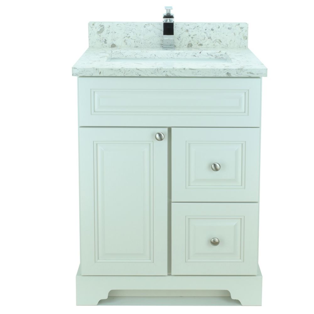 LUKX Bold Damian 24 Inch Vanity In Antique White Right Side Drawers   P 1001568651 