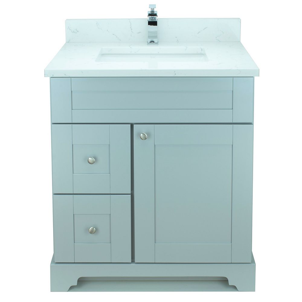 LUKX Bold Damian 24inch Vanity in Grey Left Side Drawers