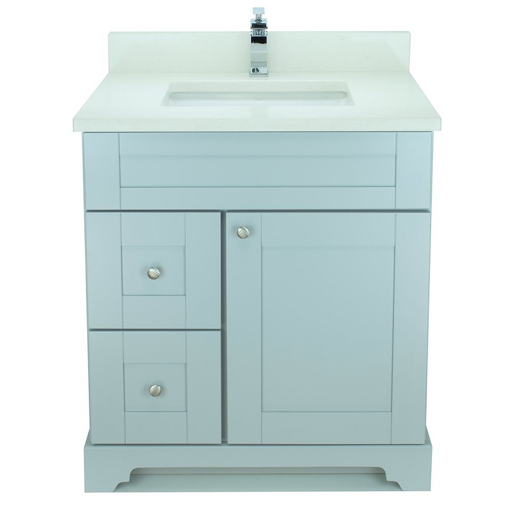 Lukx Bold Damian 24 Inch Vanity In Grey, Vanity With Left Side Drawers