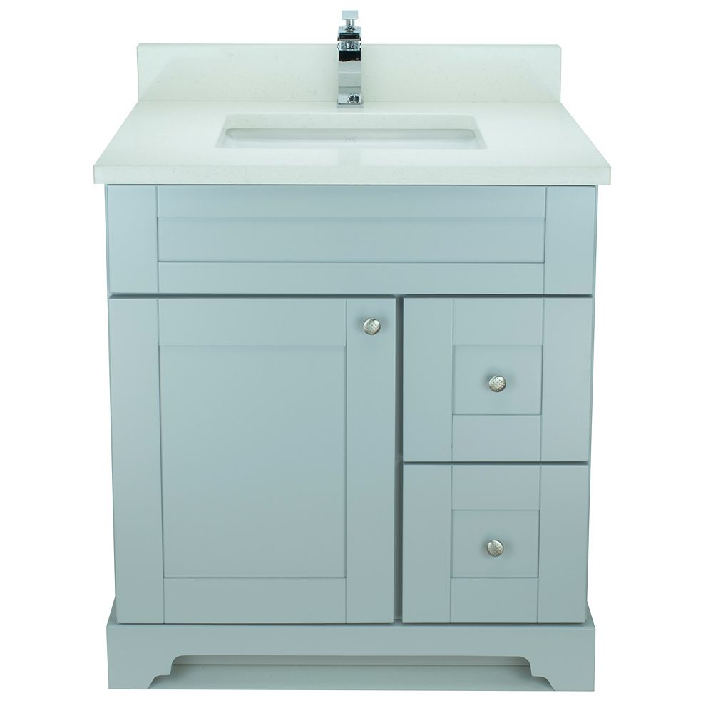 LUKX Bold Damian 24inch Vanity in Grey Right Side Drawers